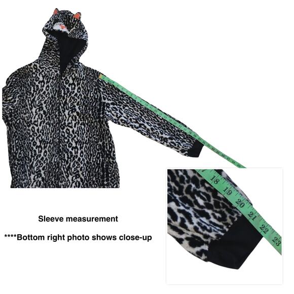 Nick & Nora Cat Footless Pajamas Fleece One Piece Zip Size Medium - Picture 5 of 8